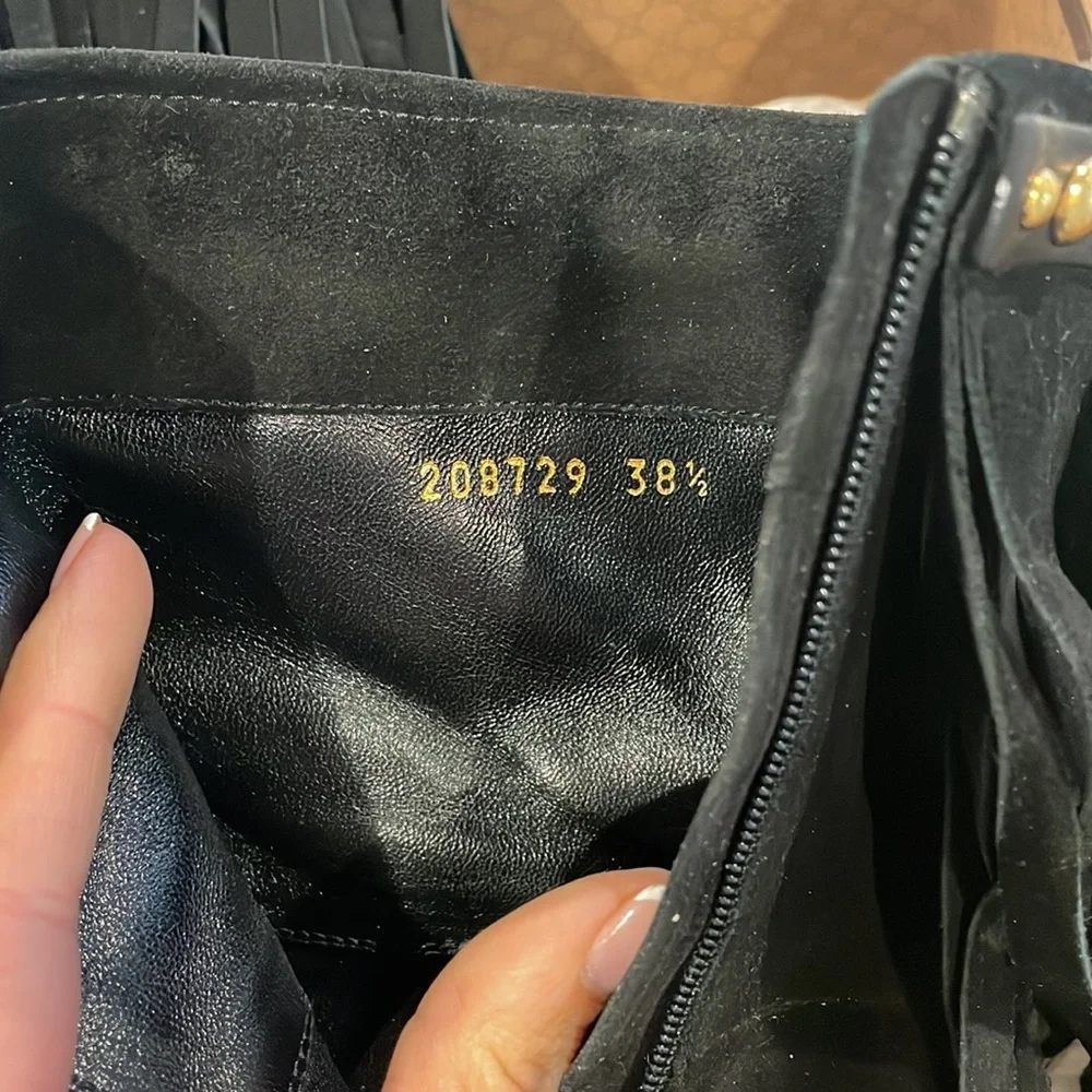 Gucci Devendra Black Suede Fringe Boots  - Size 38 1/2 - Picture 5 of 5